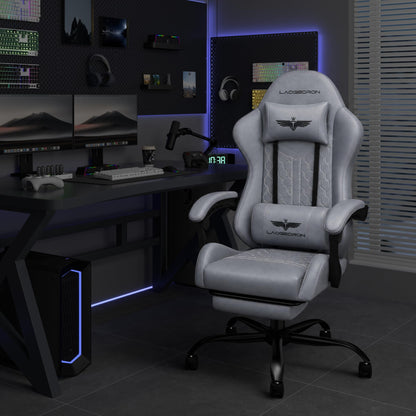 Ergonomic Gaming Chair, RGB LED Lights Computer Chairs with Retractable Footrest, 400 lbs Lumbar Support Linked Armrests Gamer Chair High Back Heavy Duty Video Game Chairs (Black Red)