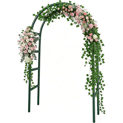 RUBFAC 7.8ft Garden Arch Trellis for Climbing Plants Outdoor, Metal Arch Frame Garden Arbors and Arches, Outdoor Archway for Flower Vines Wedding Bridal Party Decoration, Black