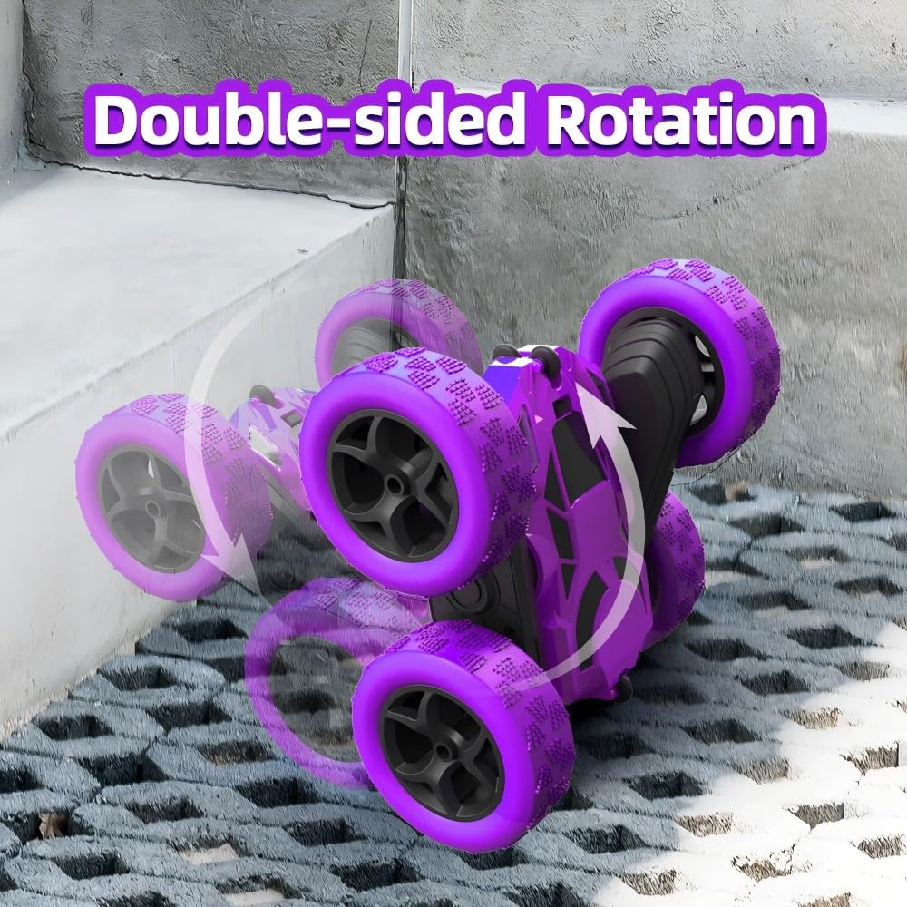 Hamdol Remote Control Car for Kids, 360° Rotating Double-Sided RC Car with LED Headlights, 4WD 2.4GHz Electric Rechargeable Toy Vehicle for Boys and Girls, Perfect Birthday