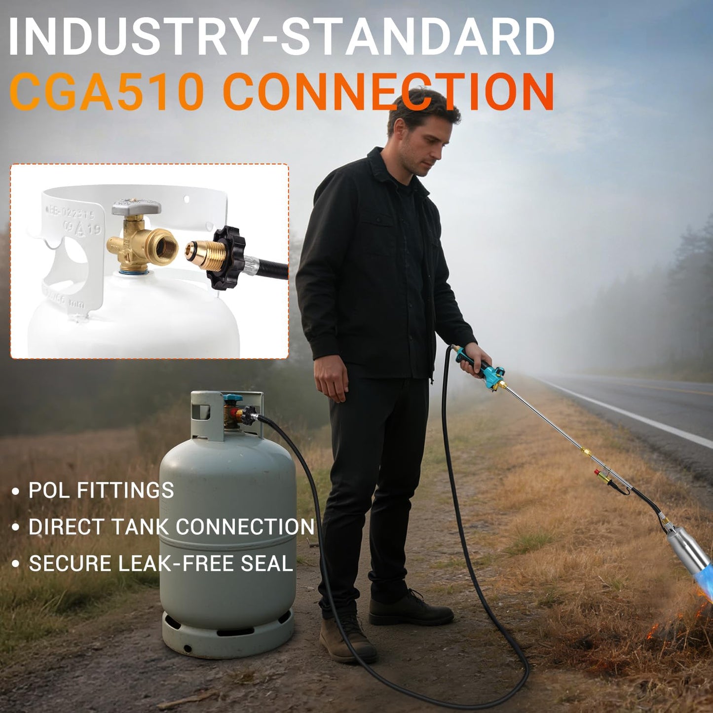Sondiko Propane Torch Weed Burner, High Output Weed Torch Flamethrower, 30" Detachable Long Arm Heavy Duty Blow Torch For Garden, Wood, Ice, Snow, Melting(PROPANE TANK NOT INCLUDED)