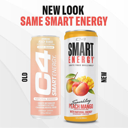 C4 Smart Energy Drinks Variety Pack, Sugar Free Performance Fuel & Nootropic Brain Booster, Coffee Substitute or Alternative, 4 Flavor Berry Breeze Variety (Pack of 24)