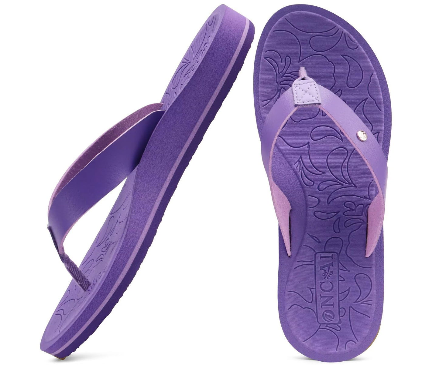 ONCAI Women's Flip Flops Comfortable Arch Support Yoga Mat Summer Beach Walking Thong Cushion Sandals Ladies Outdoor Vacation Essentials Slide Shoes Rubber Soles US Size 5-11
