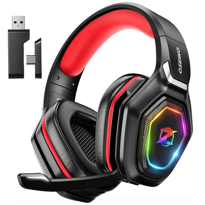 Ozeino 2.4GHz Wireless Gaming Headset for PC, Ps5, Ps4 - Lossless Audio USB & Type-C Ultra Stable Gaming Headphones with Flip Microphone, 40-Hr Battery Gamer Headset for Switch, Laptop, Mobile, Mac