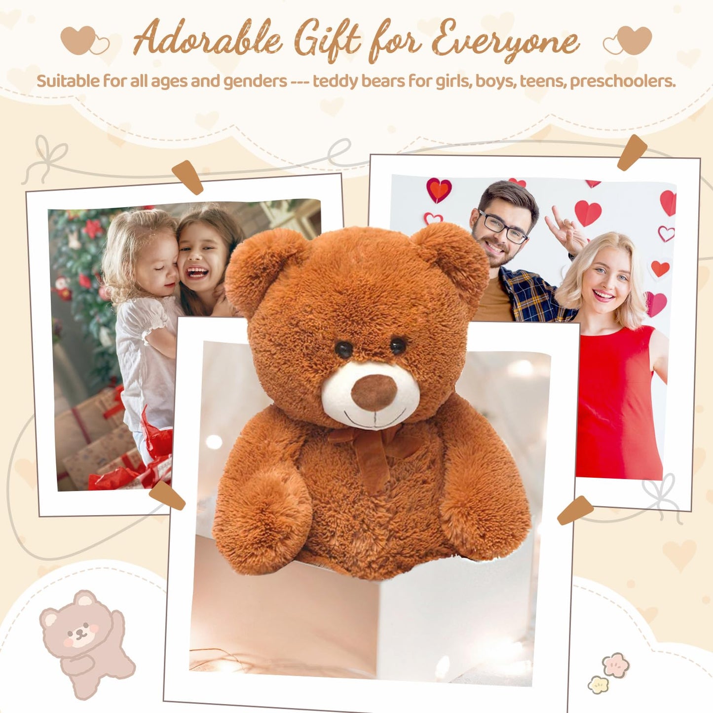 Toys Studio 47 Inch Big Teddy Bear Giant Stuffed Animal for Girls, 4 Feet Large Teddy Bear Baby Shower Party Decorations Kids Women Girlfriend Christmas Valentines Gifts, Light Brown