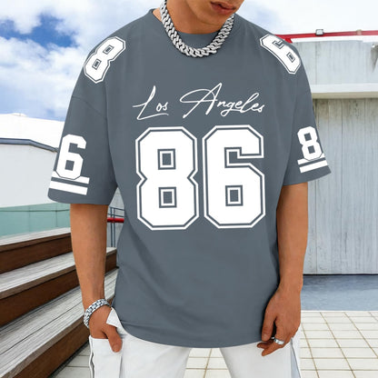 Graphic Tees Men Oversized Streetwear Tshirts for Men Number Los Angeles Print Jerseys Shirt Casual Tee Top