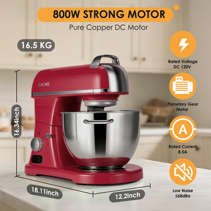 8.4QT Commercial Stand Mixer 800W with Aluminum Die Casting Meets the Standard of NSF/ANSI 8-2023, Mixers Kitchen Electric Stand Mixer with Stainless Steel 8L Bowl, Dough Hook, Whisk and Beater
