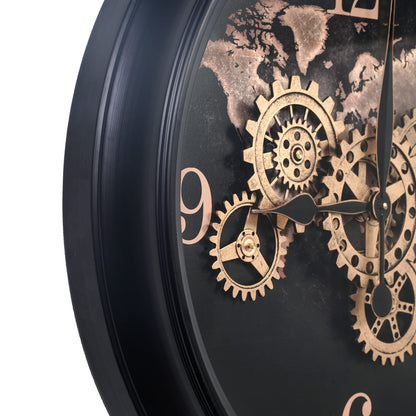 CLXEAST Mid Century Minimalist Modern Wall Clocks,24 Inch Wall Clock with Moving Gears, Large Cream Gold Wall Clocks for Living Room Decor,House Warming Gifts New Home