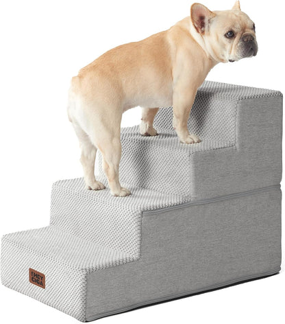 EHEYCIGA Dog Stairs for Small Dogs 13.5" H, 3-Step Dog Steps for Couch Sofa and Chair, Pet Steps for Medium Cats, Non-Slip Balanced Pet Ramp Indoor, Grey
