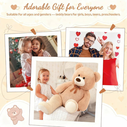 Toys Studio 47 Inch Big Teddy Bear Giant Stuffed Animal for Girls, 4 Feet Large Teddy Bear Baby Shower Party Decorations Kids Women Girlfriend Christmas Valentines Gifts, Light Brown