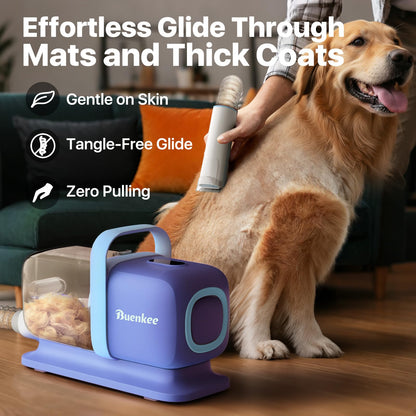 Buenkee Dog Grooming Vacuum Kit, 15000Pa Clipper, Shedding Brush, 2L, White | Brush, trim and deshed at home with less flying fur, mess-control suction and fewer emptying breaks during longer sessions