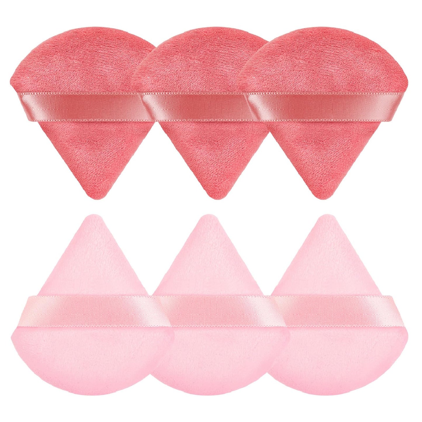 Pimoys 6 Pieces Powder Puff, Face Makeup Sponge Soft Velour Triangle Powder Puffs Beauty Sponge for Loose Powder (Black, Pink)