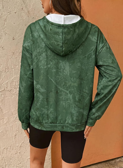 Dokotoo Hoodies for Women Long Sleeve Maple Leaf Fleece Camo Hoodie Oversized Camouflage Casual Sweatshirt Hooded Tops