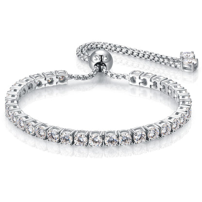 4MM Moissanite Tennis Bracelet for Women, 10.9 ct Adjustable Moissanite Bracelets, 925 Sterling Silver White/14k Gold Plated, Luxury Birthday or Anniversary Jewelry Gift for Her