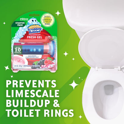 Scrubbing Bubbles Fresh Gel Toilet Bowl Cleaning Stamps, Helps Keep Toilet Clean and Helps Prevent Limescale & Rings, Lavender Scent, 1 Dispenser with 6 Fresh Gel Stamps (Pack of 2)
