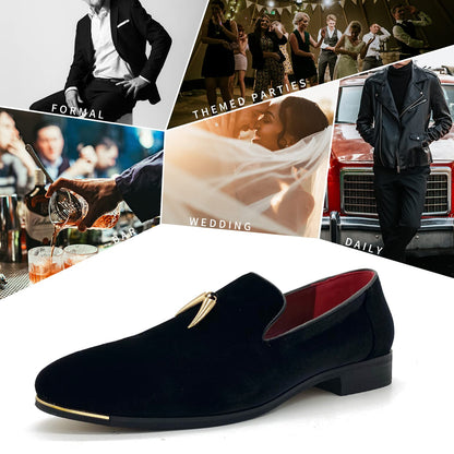 MHB Men's Multiple Colors Velvet Loafer Slip-on Tuxedo Dress Shoes Glitter Suede Smoking Slipper