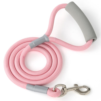 Mile High Life Dog Leash, 5FT x 1/2IN Black, with Padded Handle | Heavy-duty nylon rope leash with soft handle & steel tips. Comfortable grip for daily walks with small to large dogs.