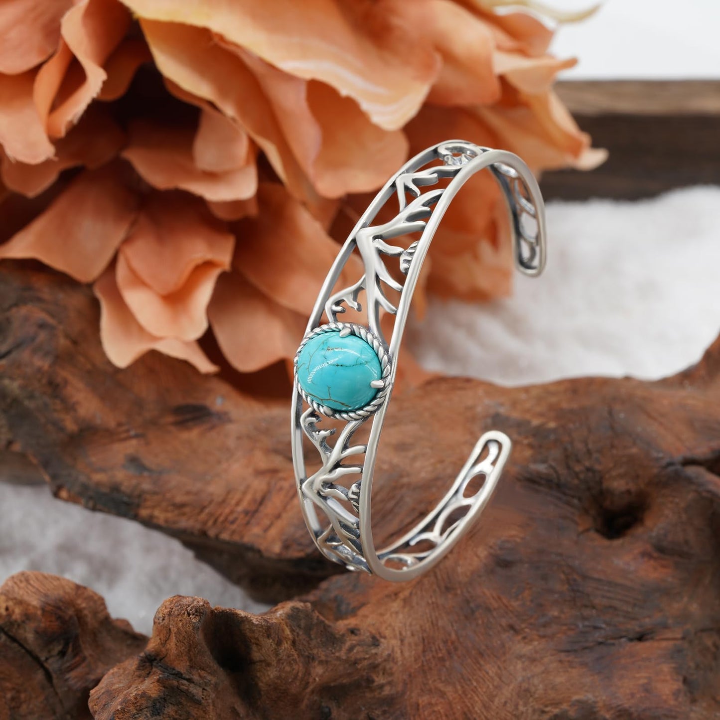 Genuine Turquoise Bracelet for Women 925 Sterling Silver Real Turquoise Cuff Bracelet Vintage Western Jewelry for Women