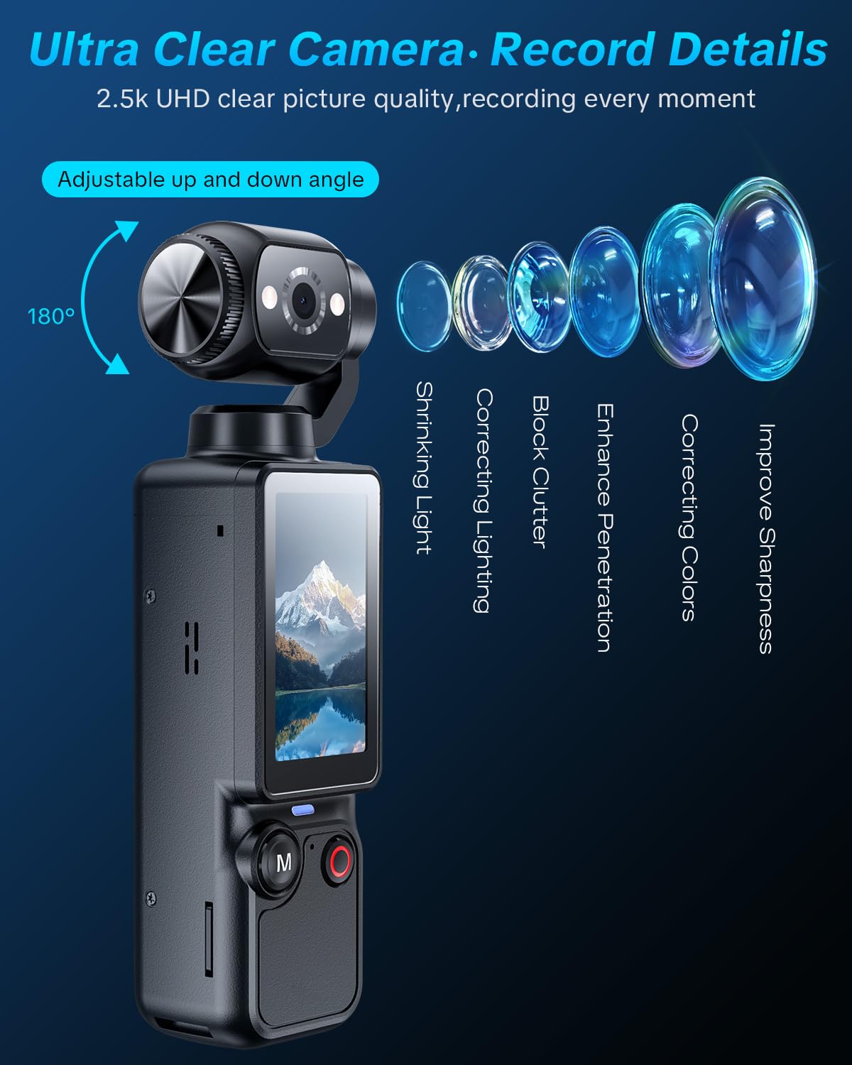 Vlogging Camera, Mini Camcorder, Portable Handheld Video Camera | Mini camcorder with 180° rotating lens, 7-hour battery, 32GB card, one-button recording for travel and daily moments