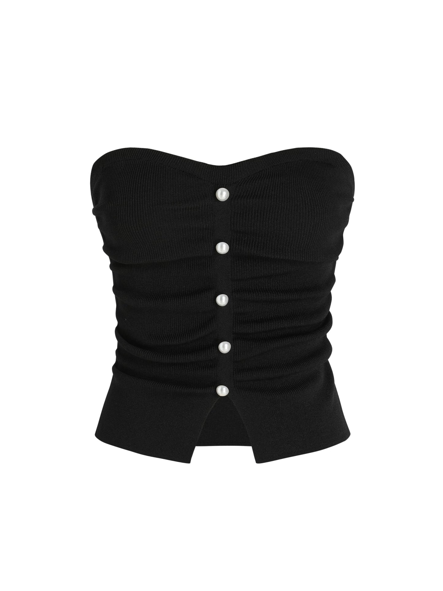 CIDER Faux Pearl Tube Tops for Women Crop Knit Split Hem Ruched Going Out Tops Cute Summer Outfits Y2K