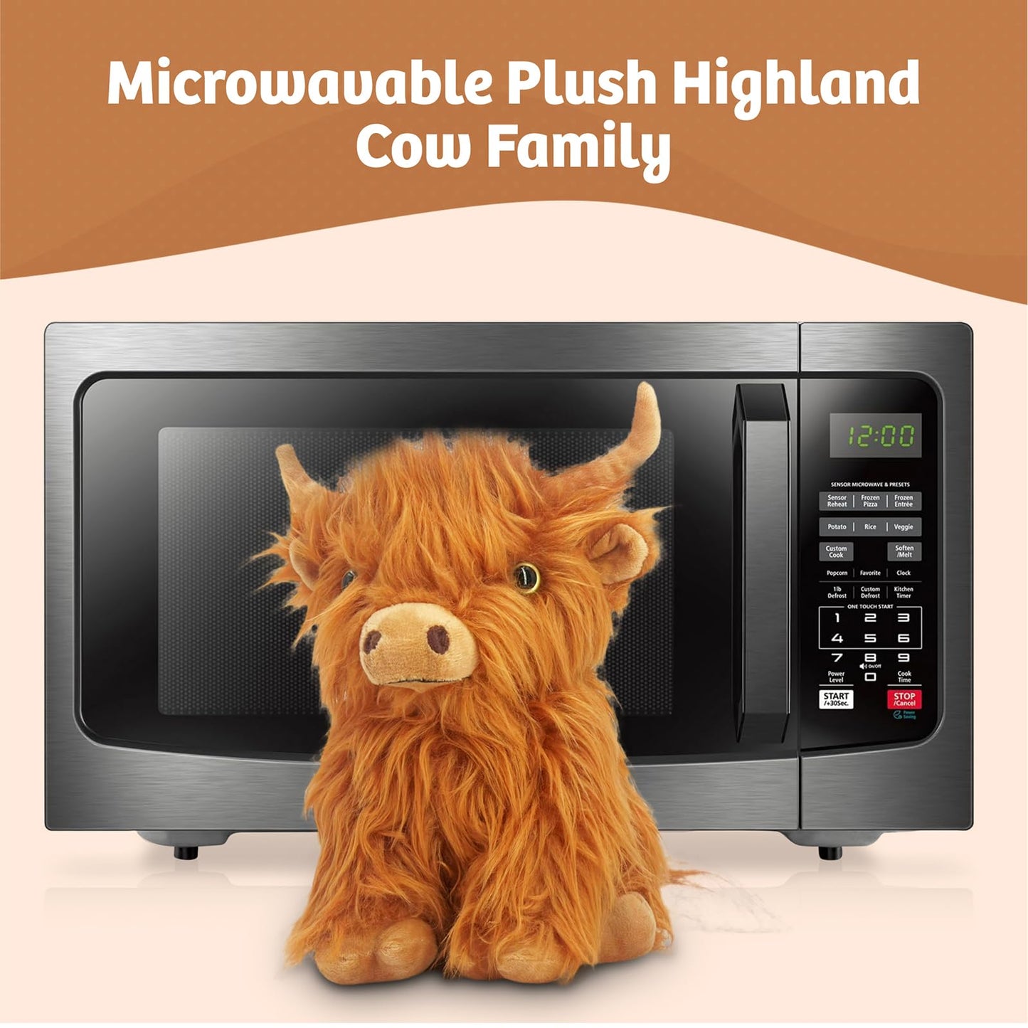 Marysun Microwavable Highland Cow Stuffed Animal - Weighted Stuffed Animal Plush, Heating Pad, Cozy Gift for Girls|Women|Kids|Elderly People, 9.8in, 1.65lb
