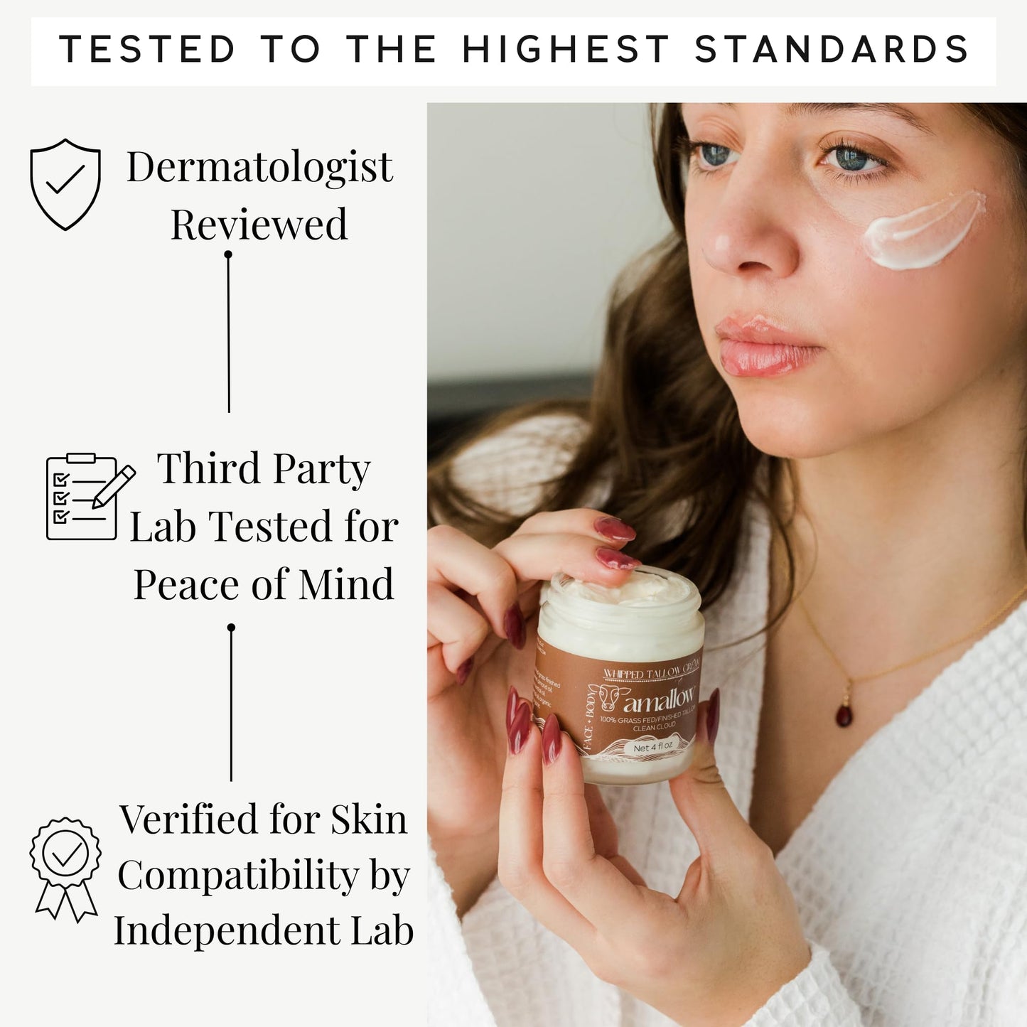 Amallow 100% Grass Fed Beef Tallow for Skin Care - Face + Body - Whipped Moisturizer for Sensitive Skin - Natural Lotion, 4 FL. oz. (Unscented + Jojoba Oil)