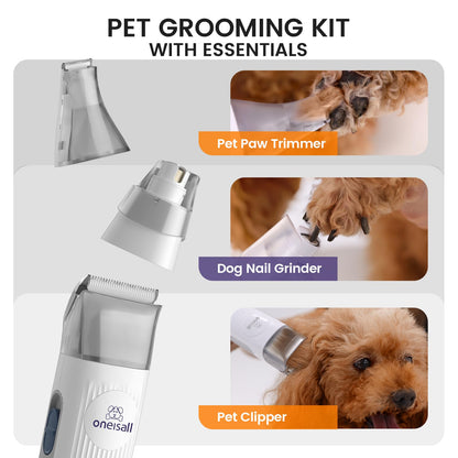 oneisall Dog Grooming Vacuum, Pet Grooming Vacuum with Clipper Nail Grinder, 1.5L Dust Cup Dog deshedding Brush with 7 Tools for Shedding Pet Hair, Home Cleaning(Blue)