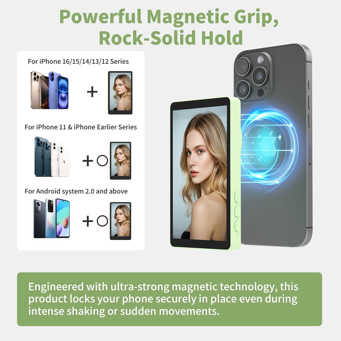 Selfie Monitor Screen, Vlog 4K 30fps Video Recording for iPhone & Android Using Phone Rear Camera for Selfie Vlog Live Stream TikTok, with Blue Tooth Remote, Content Creator Essentials (Purple)