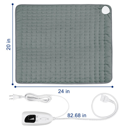 Electric Heating pad with 6 Heat Settings, Auto Shut Off, Dry Electric Heating for Back Neck Knee Arms Legs Shoulder Heat Pads for Christmas Birthday Father Mother's Day (24"X12", Gray Green)
