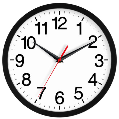 Rohioue Wall Clock Modern 8 Inch Battery Operated Silent Non Ticking Small Analog Clock for Living Room Office Home Bedroom Kitchen Bathroom(Black)