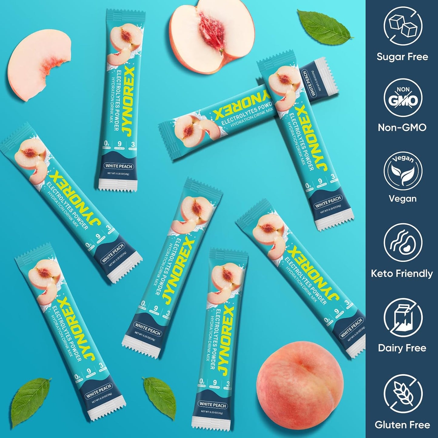 Electrolytes Powder Packets Sugar Free, 30 Sticks High Sodium Hydration Packets, Electrolyte Drink Mix with Lemon Lime Watermelon Peach Berry Kiwi Tropical Punch Lychee Cranberry, 10.5OZ