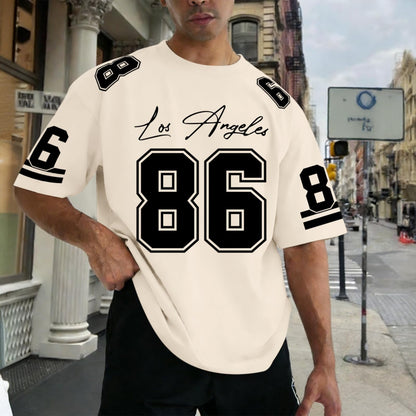 Graphic Tees Men Oversized Streetwear Tshirts for Men Number Los Angeles Print Jerseys Shirt Casual Tee Top