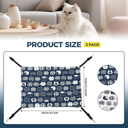 Admaison Cat Hammock for Cage Hanging Reversible 2Pack,Pet Hammock Bed Adjustable,Soft Sleeping Hammock for Cats,Ferret,Puppy,Rabbits,Small Animals (M, CAT)