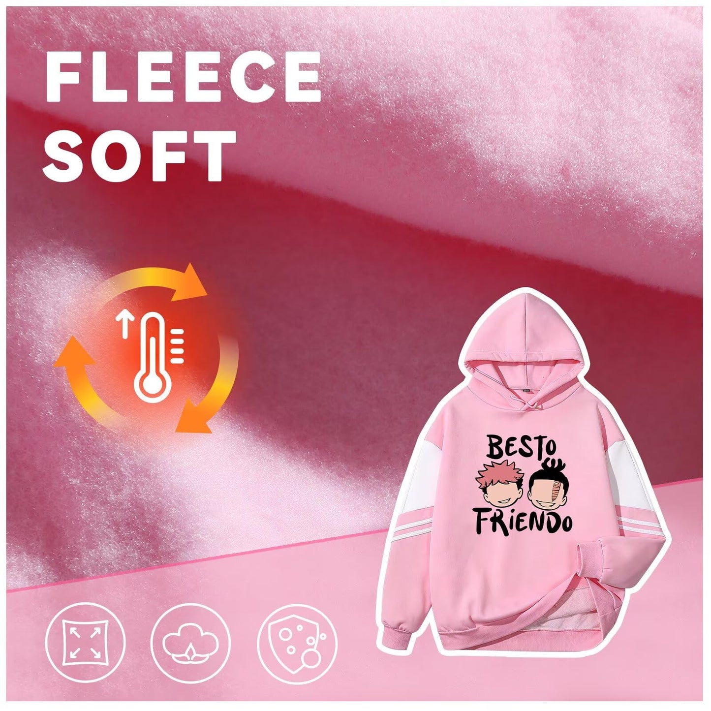 ACEFAST INC Itadori Yuji Best Friend Anime Hoodies Unisex Harajuku Graphic Hoodies Jjk Merch Anime Pullover Sweatshirt