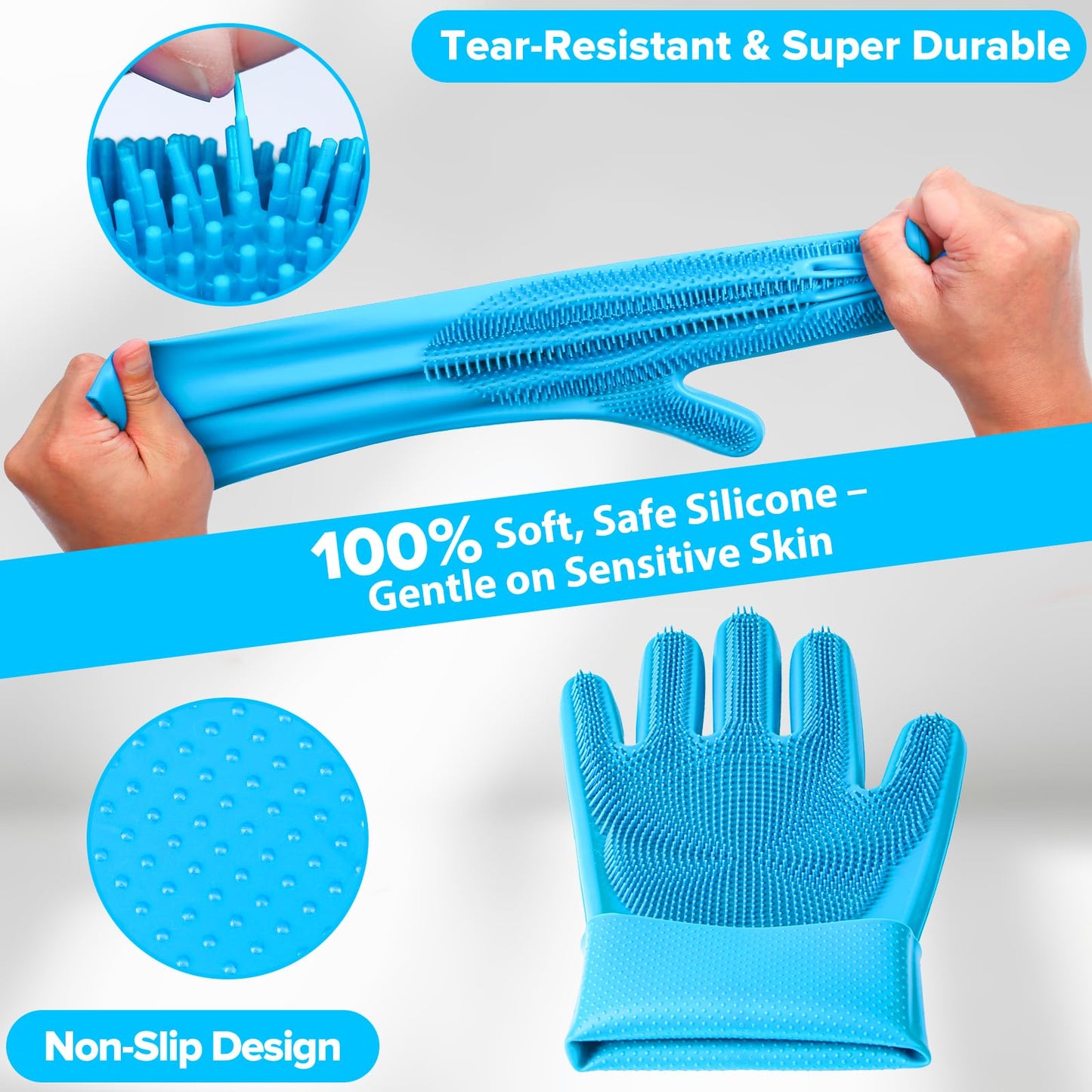 6PCS Grooming & Bath Supplies for Dogs, Cats | Dog Washing Gloves | Dog Bath Brush | Dog Shower Brush | Pet Grooming Gloves | Dog Grooming kit | Pet Supplies for Showerhead & Sprayer (Navy Blue)