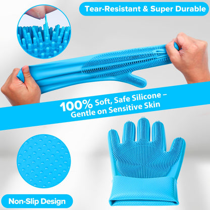 6PCS Grooming & Bath Supplies for Dogs, Cats | Dog Washing Gloves | Dog Bath Brush | Dog Shower Brush | Pet Grooming Gloves | Dog Grooming kit | Pet Supplies for Showerhead & Sprayer (Navy Blue)