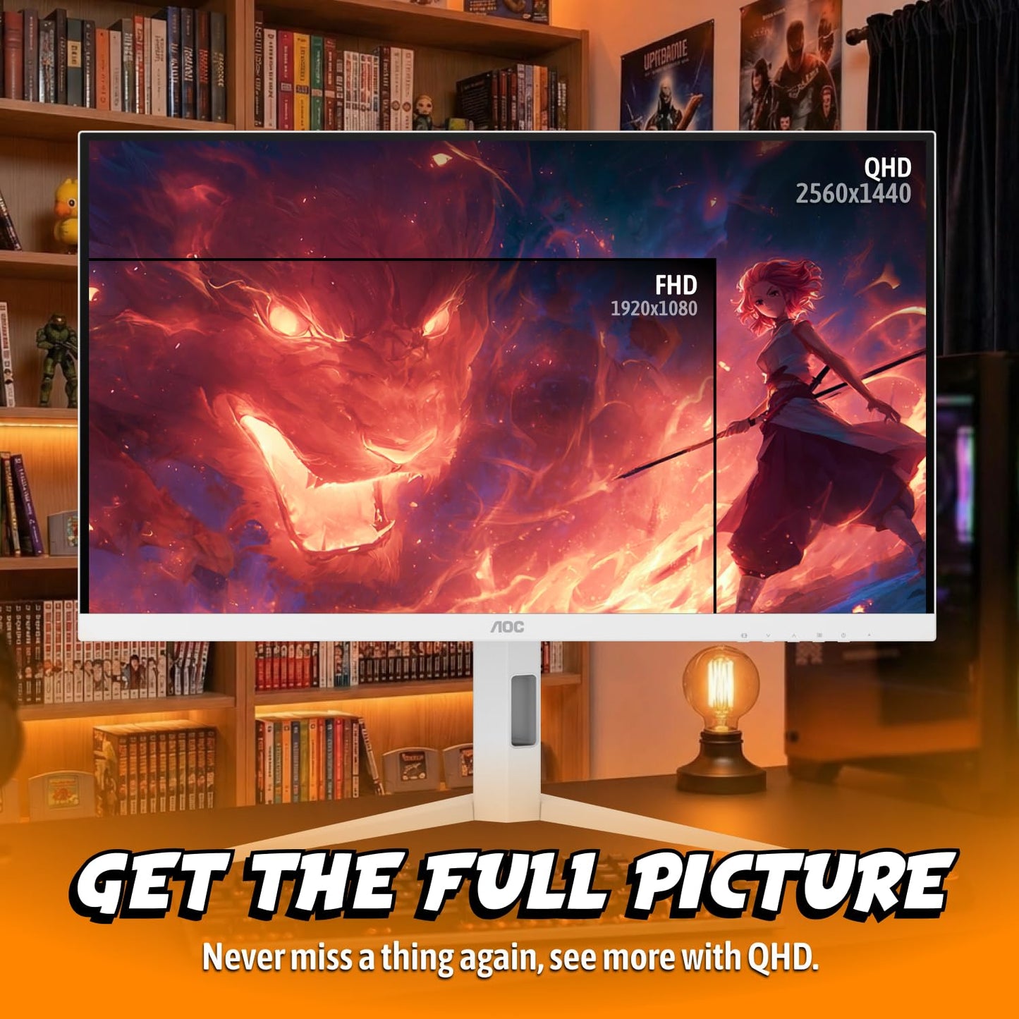 AOC 27 Inch QHD Gaming Monitor 240Hz 0.3ms, Overclock 260Hz, IPS, 2560x1440, G-Sync Compatible, HDR Ready, DisplayPort 1.4 HDMI 2.0, VESA Mount, 3-Year Zero-Bright-Dot, Q27G41ZE