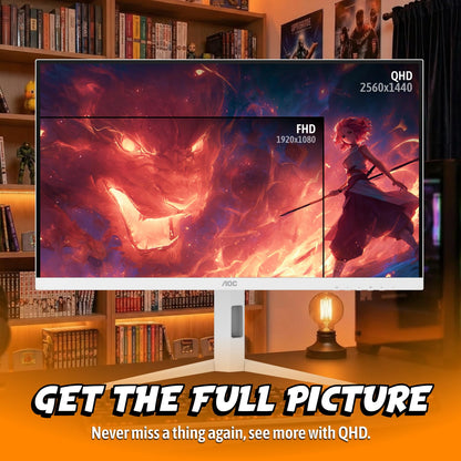 AOC 27 Inch QHD Gaming Monitor 240Hz 0.3ms, Overclock 260Hz, IPS, 2560x1440, G-Sync Compatible, HDR Ready, DisplayPort 1.4 HDMI 2.0, VESA Mount, 3-Year Zero-Bright-Dot, Q27G41ZE