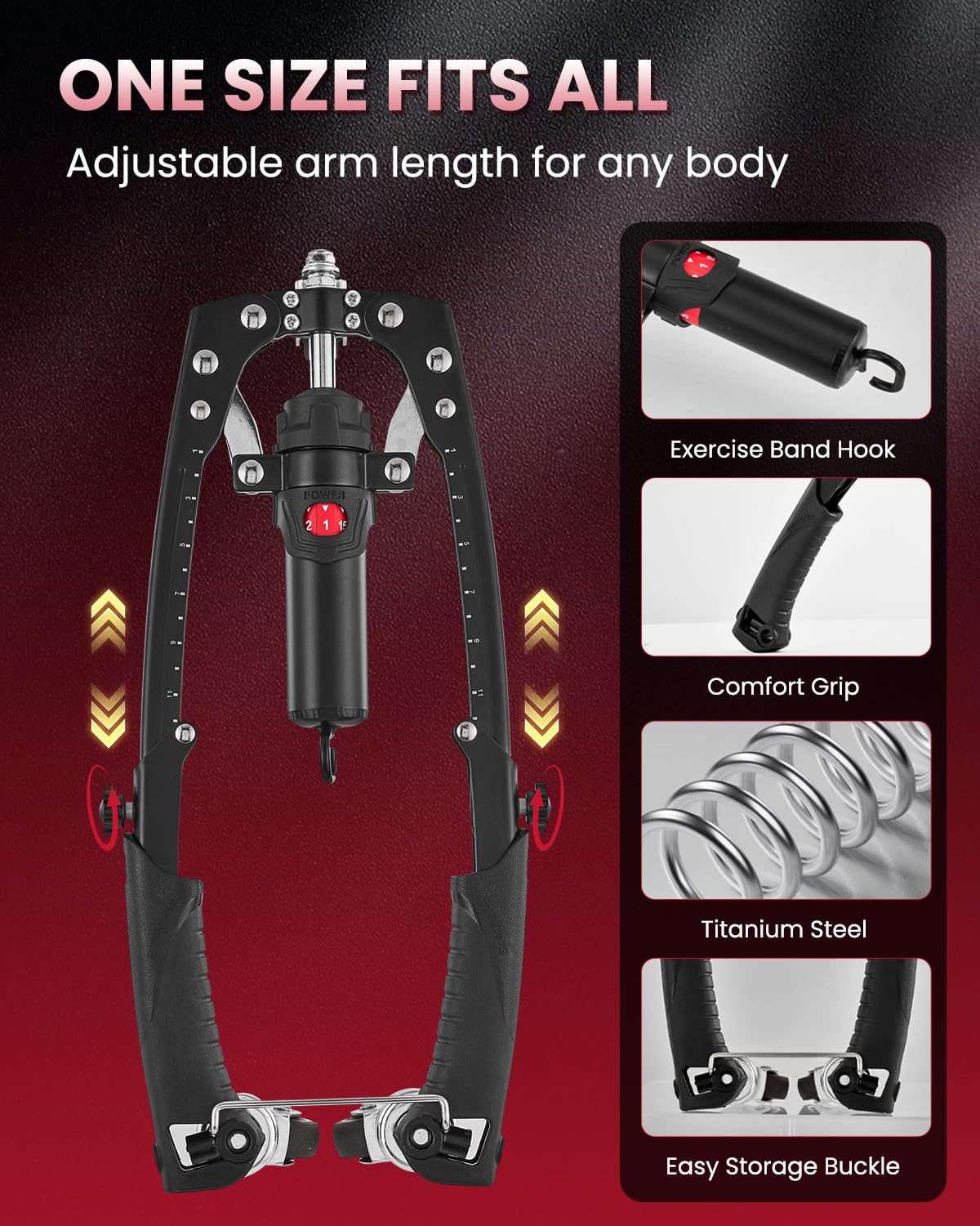 SAKER Twister Arm Trainer, Adjustable Hydraulic Home Gym Equipment for Strength Training, 22-440Lbs Chest Expander with Ab Roller Wheel, Workout Equipment for Men & Women, Arms Chest Core