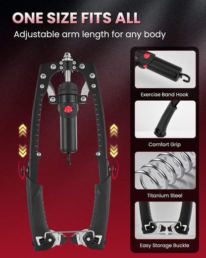 SAKER Twister Arm Trainer, Adjustable Hydraulic Home Gym Equipment for Strength Training, 22-440Lbs Chest Expander with Ab Roller Wheel, Workout Equipment for Men & Women, Arms Chest Core