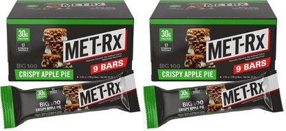 MET-Rx Big 100 Protein Bar, Meal Replacement Bar, 30G Protein, Salted Caramel Brownie Crunch, 9 Count, 3.52 Oz.(Packaging may vary)