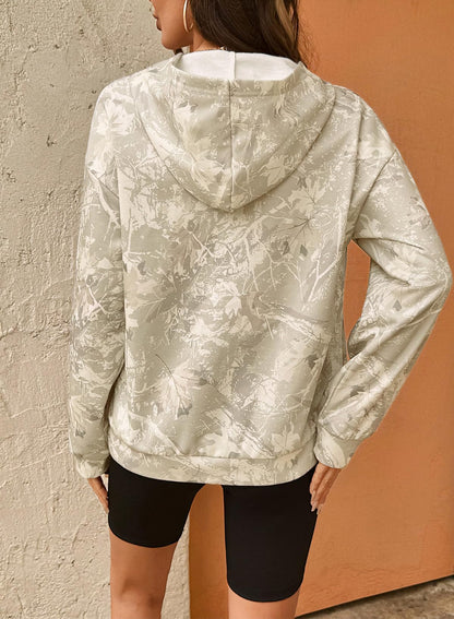 Dokotoo Hoodies for Women Long Sleeve Maple Leaf Fleece Camo Hoodie Oversized Camouflage Casual Sweatshirt Hooded Tops