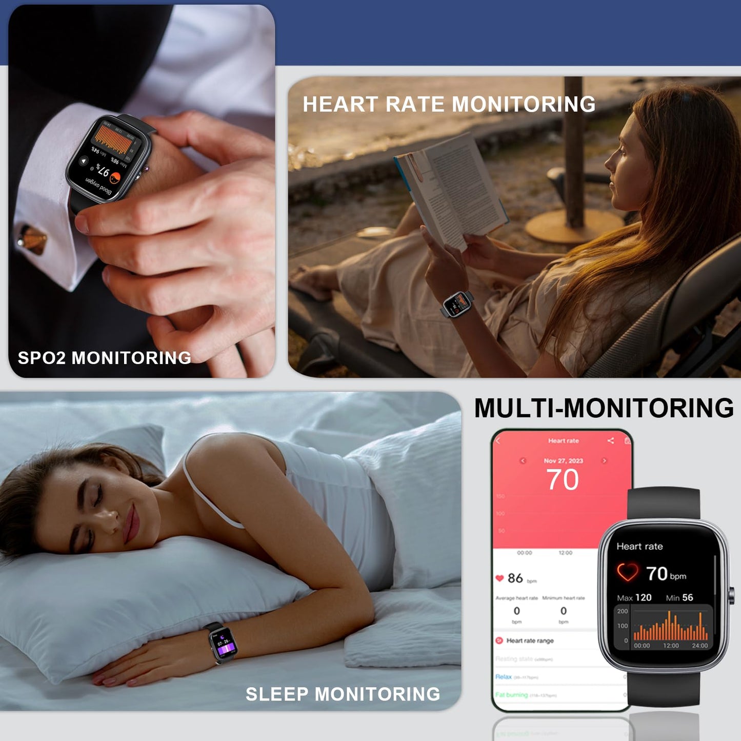 Smart Watch for Men Women, 1.91"Smartwatch with Answer/Make Call, Fitness Tracker with 100+ Sport Modes, Watches IP68 Waterproof/Heart Rate/Sleep Monitor/Pedometer, Activity Tracker for Android iOS