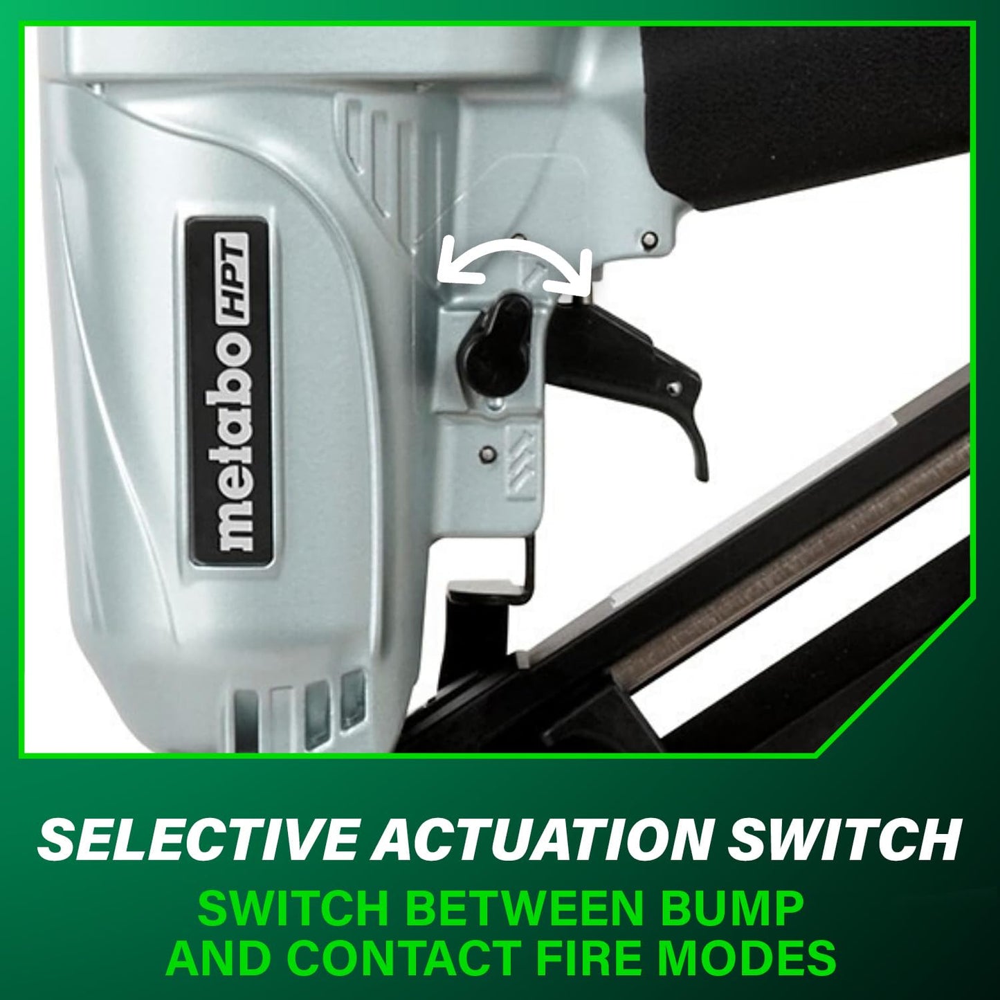 Metabo HPT 15 Gauge Angled Finish Nailer, Selective Actuation, NT65MA4 | Pneumatic Power Tool, Air Duster Included, 1-1/4 to 2-1/2 in Fasteners, Crown & Base Molding Applications