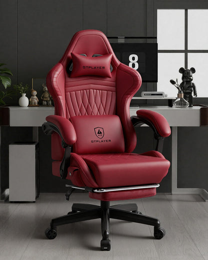 GTPLAYER Gaming Chair for Adults, Ergonomic Computer Game Chairs with Speakers, Footrest & Linkage Armrest, Reclining High Back Silla Gamer for Home Office, Ace Pro, Off-White