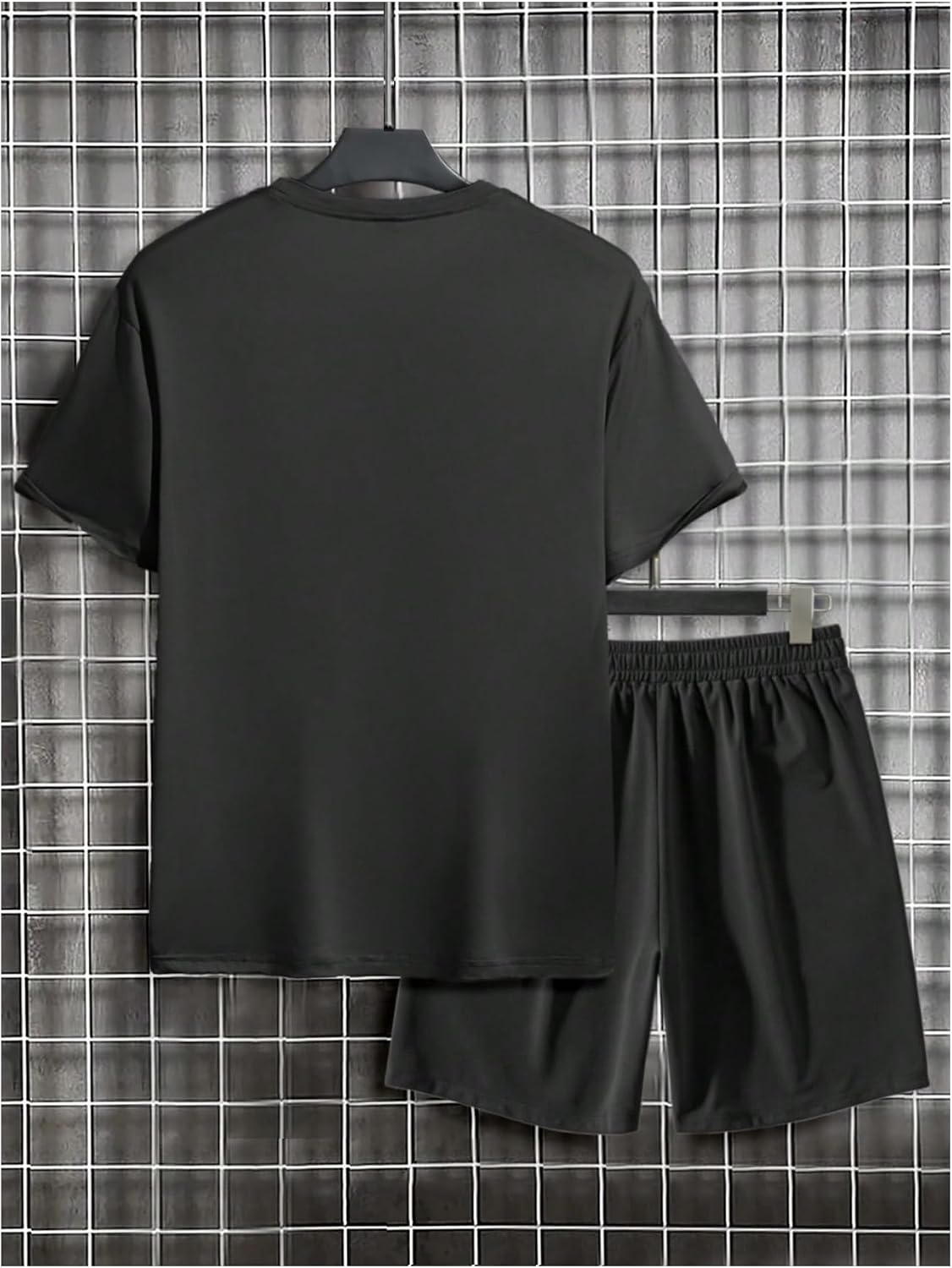 VIPWOLF Men's 2 Piece Outfits Graphic Short Sleeve T-Shirt and Drawstring Shorts Streetwear Casual Y2k Summer Clothes Grey Medium