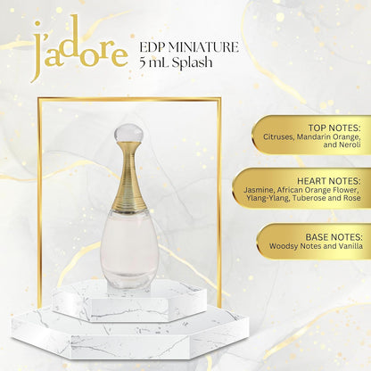 Dior Jadore Eau de Parfum Splash Mini for Women, 0.17 Ounce | Women's Eau de Parfum, Mini Splash Bottle, Floral Fragrance, Travel Size, Designer Perfume, Collectible