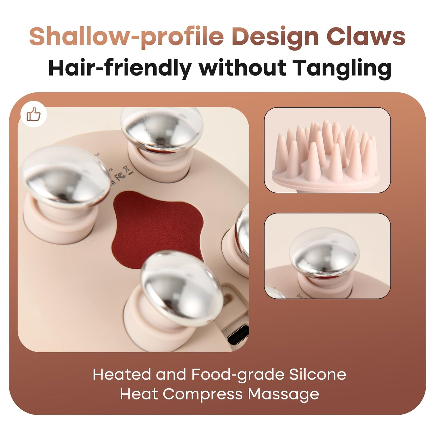 arboleaf Electric Scalp Massager Head Massager Scalp Stress Relax, 5 in 1 Kneading 128 Massage Nodes, Waterproof Hair Massage with 8 Removable Claws Cat Scratcher, Gift for Dad Mom