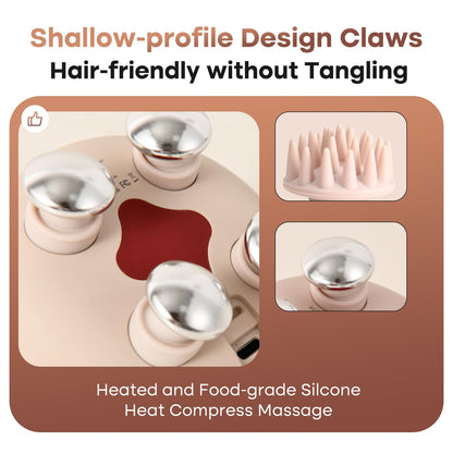 arboleaf Electric Scalp Massager Head Massager Scalp Stress Relax, 5 in 1 Kneading 128 Massage Nodes, Waterproof Hair Massage with 8 Removable Claws Cat Scratcher, Gift for Dad Mom
