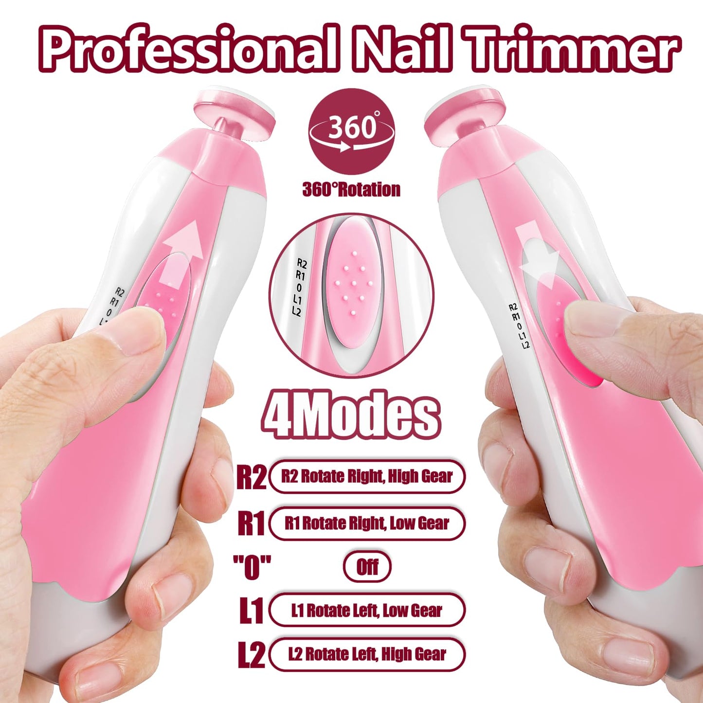 Electric Nail File Drill for Baby No Sharp Claws Hurt, 6 in 1 Safety Cutter Trimmer Clipper for Toes and Fingers (Blue)