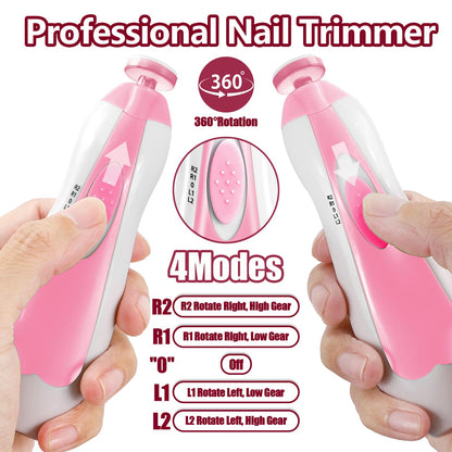 Electric Nail File Drill for Baby No Sharp Claws Hurt, 6 in 1 Safety Cutter Trimmer Clipper for Toes and Fingers (Blue)